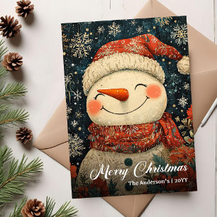 Vintage-Weihnachts-Schneemann bearbeitbare Feierta Feiertagskarte