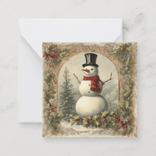 Vintage Weihnachts-Schneemann Mitteilungskarte