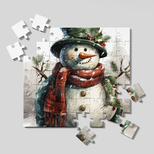 Vintage-Weihnachts-Schneemann-Puzzle Retro Puzzle
