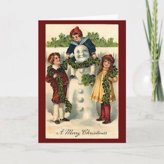 Vintage-Weihnachts-Schneemann-Winter-Anpassung Karte