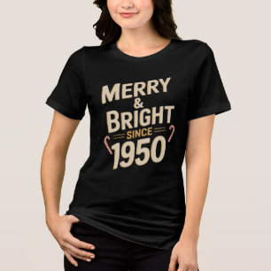 Vintage-Weihnachts-Schriftzug Froh & Hell seit Tri-Blend Shirt