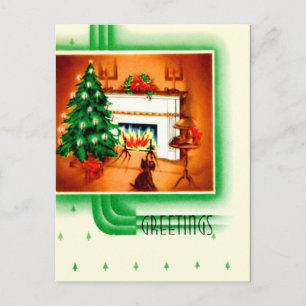 Vintage-Weihnachts-Scottie-Postkarte Feiertagspostkarte