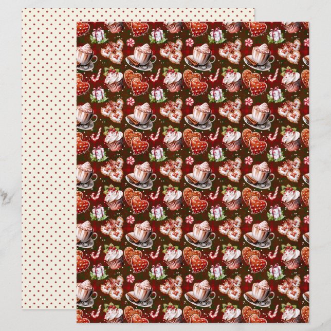 Vintage-Weihnachts-Scrapbook-Papier (Vorne/Hinten)