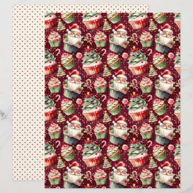 Vintage-Weihnachts-Scrapbook-Papier (Vorne/Hinten)