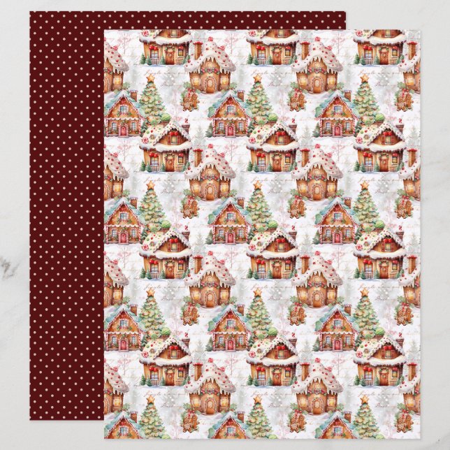 Vintage-Weihnachts-Scrapbook-Papier (Vorne/Hinten)