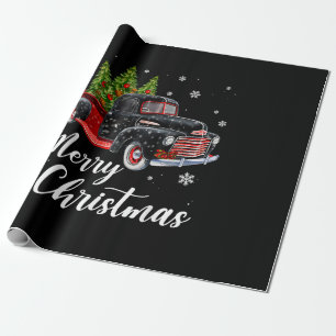 Vintage Weihnachts Shirt Tree auf Autos roter LKW Geschenkpapier