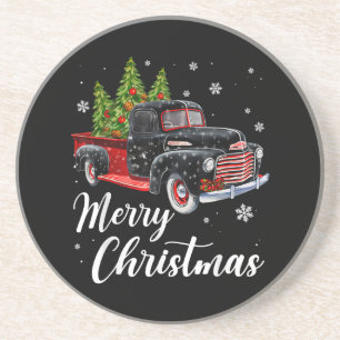 Vintage Weihnachts Shirt Tree auf Autos roter LKW Getränkeuntersetzer
