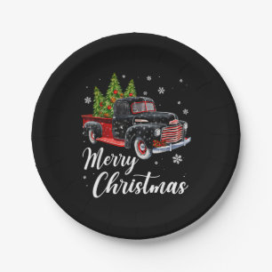 Vintage Weihnachts Shirt Tree auf Autos roter LKW Pappteller