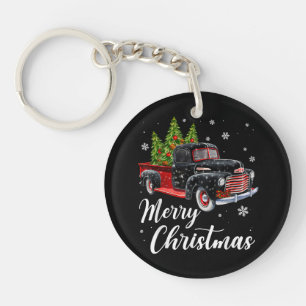 Vintage Weihnachts Shirt Tree auf Autos roter LKW Schlüsselanhänger
