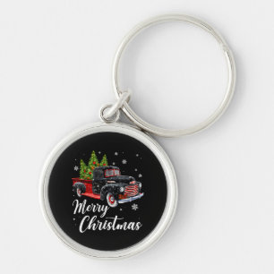 Vintage Weihnachts Shirt Tree auf Autos roter LKW Schlüsselanhänger