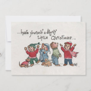 Vintage-Weihnachts-Sing-Cubs-Acrylkarikatur Feiertagskarte