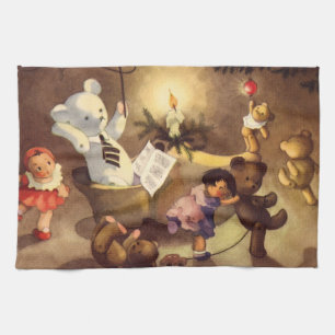 Vintage-Weihnachts-Spielzeug, tanzende Puppen, Ted Handtuch