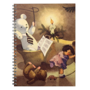 Vintage-Weihnachts-Spielzeug, tanzende Puppen, Ted Notizblock