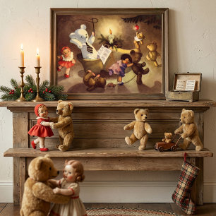 Vintage-Weihnachts-Spielzeug, tanzende Puppen, Ted Poster