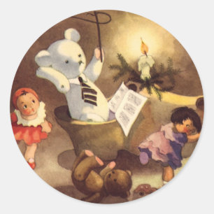 Vintage-Weihnachts-Spielzeug, tanzende Puppen, Ted Runder Aufkleber