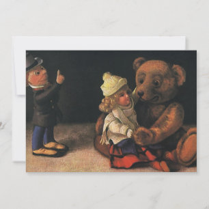 Vintage-Weihnachts-Spielzeug und Teddybär-Einladun Einladung