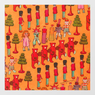 Vintage-Weihnachts-Spielzeugparade 1907 Puck-Magaz Fensteraufkleber