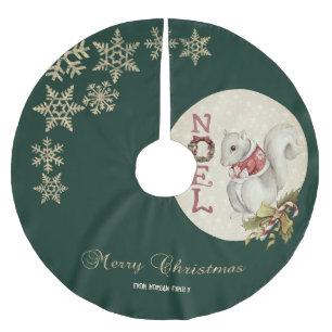Vintage Weihnachts-Squirrel, Schneeflocken Polyester Weihnachtsbaumdecke
