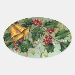 Vintage-Weihnachts-Stechpalmen-Beeren - Aufkleber