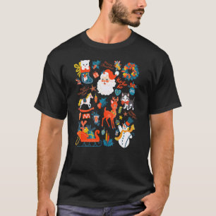 Vintage Weihnachts Stimmung Santa Schneemann Weihn T-Shirt