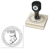 Vintage Weihnachts Strumpf Runde Rücksendeadresse Gummistempel (Stempel)