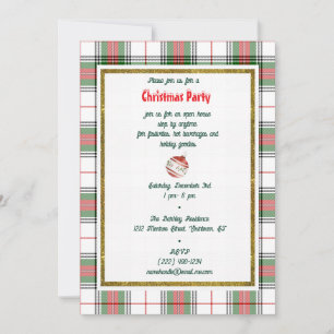 Vintage-Weihnachts-Tartan-Kariert Einladung