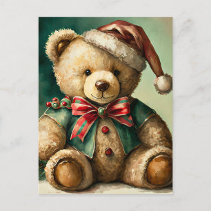 Vintage Weihnachts-Teddybär Postkarte