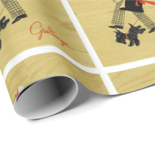Vintage Weihnachts-Terrier-Hund Geschenkpapier