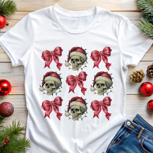 Vintage-Weihnachts-Totenkopf-Coquette-Schleifen Re Tri-Blend Shirt