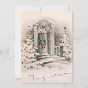 Vintage-Weihnachts Türschwelle Feiertagskarte