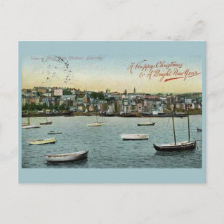 Vintage-Weihnachts- und Neujahrspostkarte Guernsey Postkarte