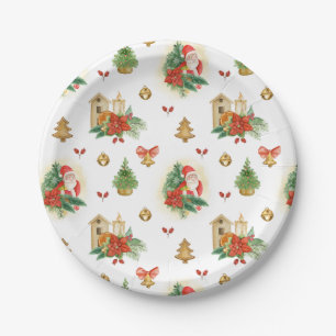 Vintage Weihnachts- und Weihnachtsdekorationen Pappteller