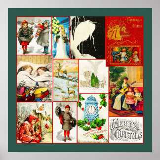 Vintage Weihnachts- und Winterlandschaft Poster