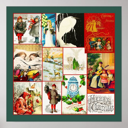 Vintage Weihnachts- und Winterlandschaft Poster (Vorne)