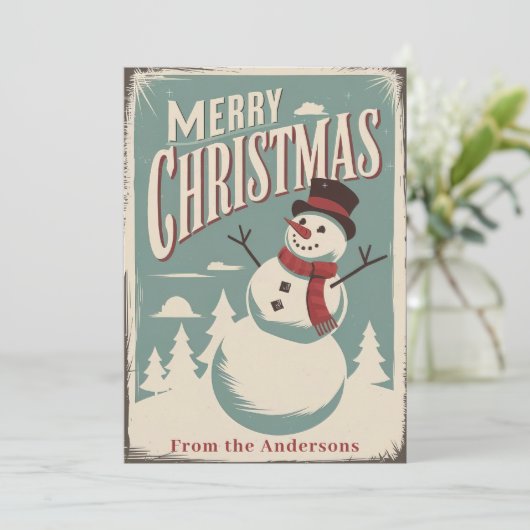 Vintage Weihnachts-Weihnachtskarte Feiertagskarte (Stehend Vorderseite)