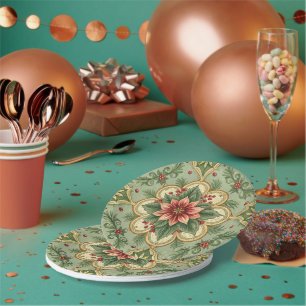 Vintage-Weihnachts-Weihnachtsstern Pappteller