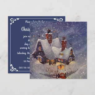 Vintage-Weihnachts-Winter-Schnee-Party-Einladung Einladung