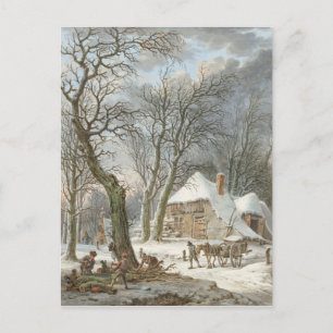 Vintage-Weihnachts-Winterlandschaft Postkarte