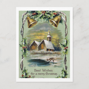 Vintage Weihnachts-Winterszene Feiertagspostkarte