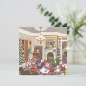 Vintage Weihnachts-Wrapping präsentiert Einladung (Stehend Vorderseite)