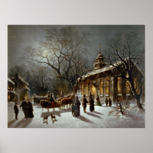 Vintage Weihnachtsabend Archivdruck Poster