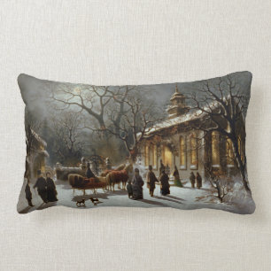 Vintage Weihnachtsabend Szene Lendenkissen
