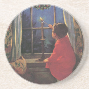 Vintage Weihnachtsabend von Jessie Willcox Smith Sandstein Untersetzer