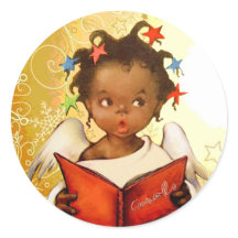 Vintage-Weihnachtsaufkleber mit afroamerikanischen