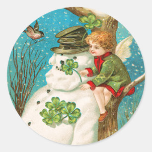 Vintage-Weihnachtsaufkleber Runder Aufkleber