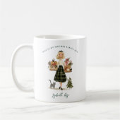 Vintage-Weihnachtsbackdame mit Katzenmonogramm Kaffeetasse (Links)