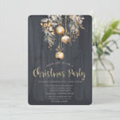 Vintage Weihnachtsballs Schwarzes Weihnachten Einladung (Stehend Vorderseite)