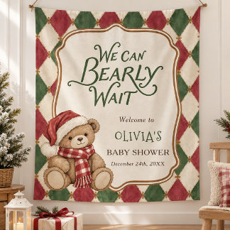 Vintage-Weihnachtsbär Elegante Babyparty Wandteppich