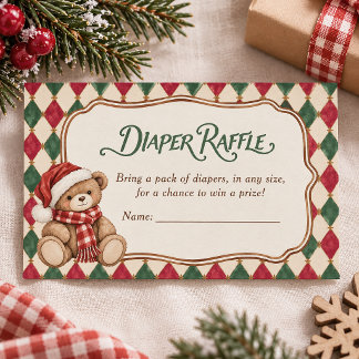 Vintage-Weihnachtsbär Preppy-Windel-Raffle Begleitkarte