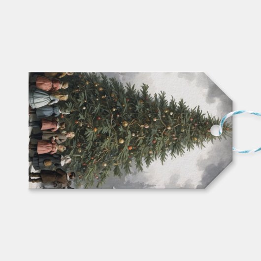 Vintage Weihnachtsbaum-Ansammlung Geschenkanhänger (Vorderseite (Horizontal))